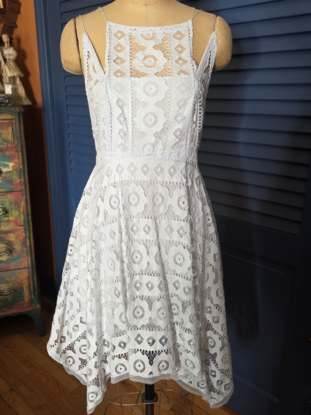 NWT Free People Just Like Honey Lace Mini Dress Sky Blue Size 6